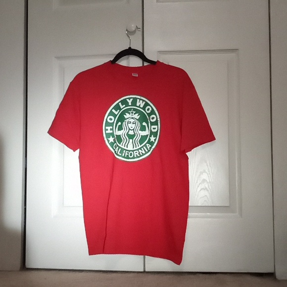 Mill 42 Hollywood California shirt, Starbucks theme, fire engine red - Picture 3 of 4